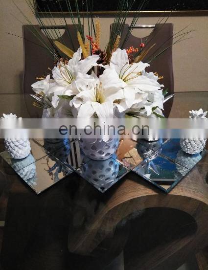 12 Inch Square Mirror Candle Plate 3 mm Thick with Beveled Edge Set of 12