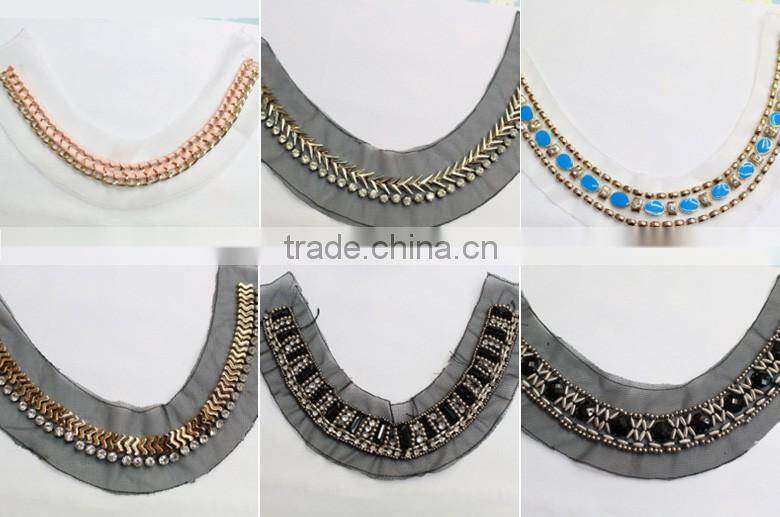 0518L hot sale Fashion Handmade rhinestone collar applique, V shape rhinestone applique collar,beaded rhinestone collar applique
