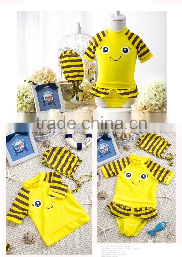 China high quality children swim suit for girls with cap