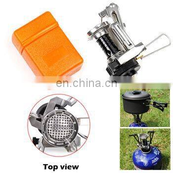 Outdoor Picnic Cookout BBQ Gas Burner Portable Camping Mini Steel Stove Case Cooker