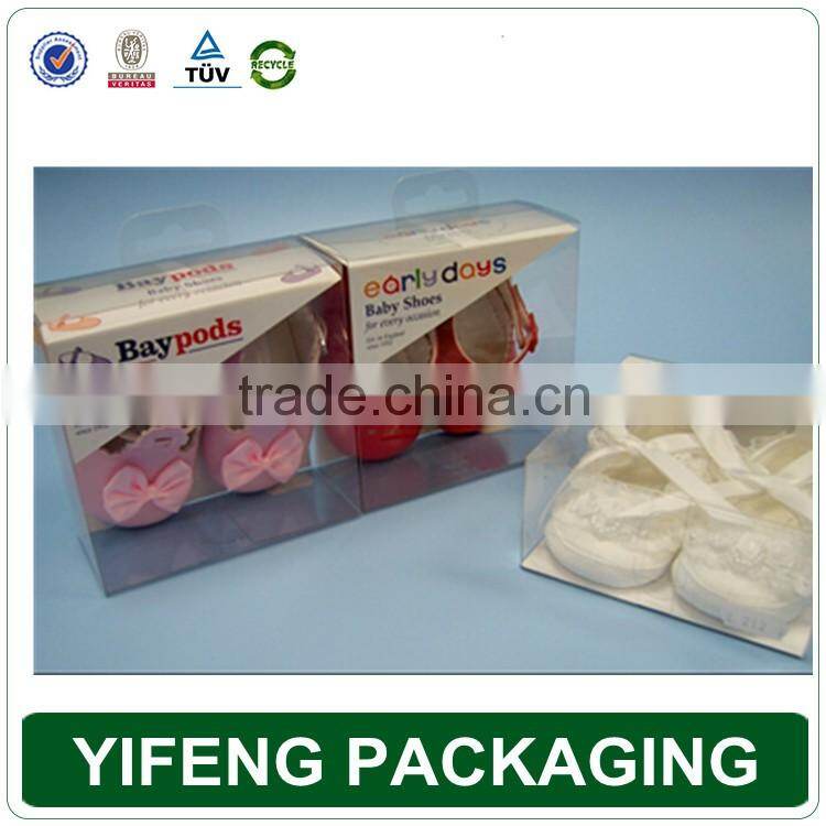 Custom cardboard cute folding baby shoe box packaging/Folding pvc window corrugated box