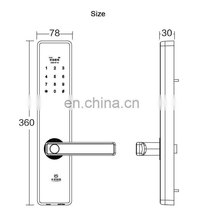 High Security Fingerprint Open Smart Door Lock With Automatic Alarms for wooden door anti - theft door