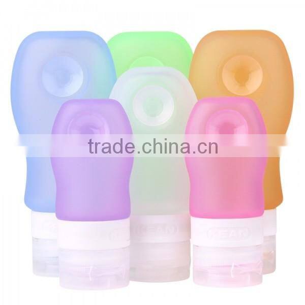37/60/89ml silicone packaging bottle with sucker, silicone bottle for travel, small silicone bottle for soap/lotion/shampoo