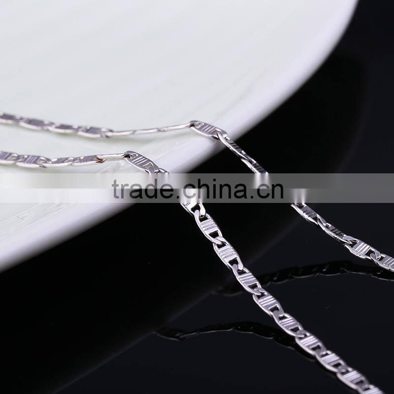 2015 simple design fashion jewelry rhodium plated cheap chain necklace