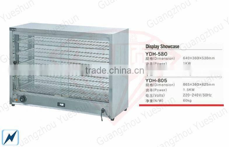 Tempered qualitys glass door food warmer display showcase