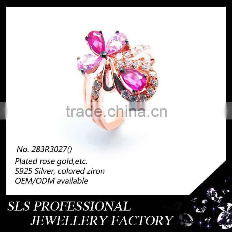 Shengleishi jewelry wholesale 925 silver material rose gold plated micro zirconia ring