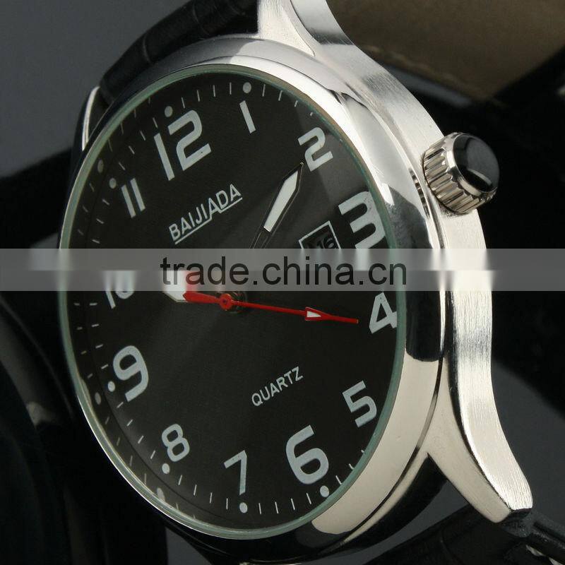New Classic Black Dial Elegant Men Leather Strap Man's Quartz Watch WM244