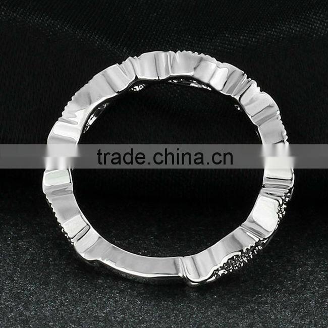 Fashion Design White Round CZ In Copper Alloy Ring Rhombus Connecting Ring