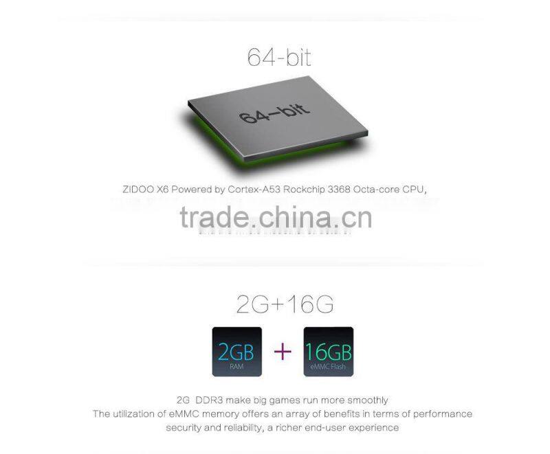 Alibaba wholesale Origianl Zidoo x6 pro real octa core rk3368 tv box android 5.1 smart box kodi free streaming IPTV box
