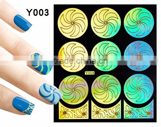 2016 colorful pvc french hollow pvc nail art design nail sticker stencil