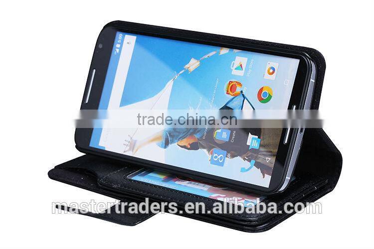 Cheap Multi Function Litchi Grain Stand Wallet PU Leather Case With Card Slot And PC Back Cover For Google 6 MT-3690