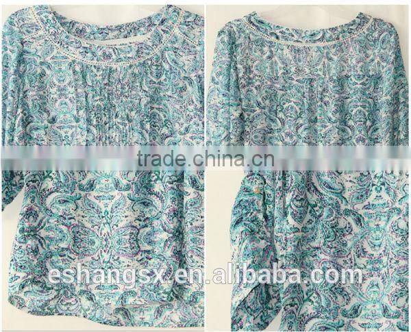 Ladies floral print long sleeve casual blouse