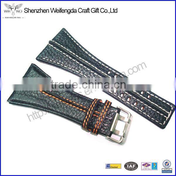 Hot Sale High Quality Black Unique Wide Mens Leather Watch Bands