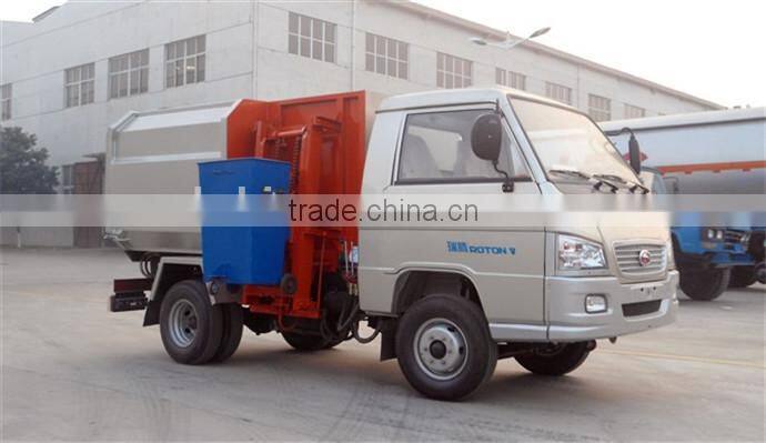 1-2 tons FOTON mini rubbish truck, side lift garbage truck for sale