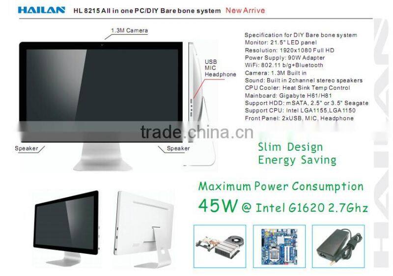 Hailan 21.5" high quality all in one pc I3 3240 cpu processor desktop computer