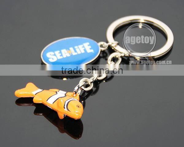 3D Mini Clownfish Shaped Customized Printing Logo Color Painting Metal Fish Keychain