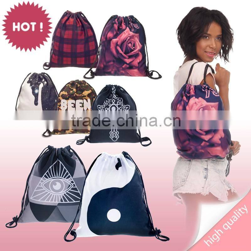 High Quality 3D Printed Cats Denim Duffel Drawstring Bag for Shoes