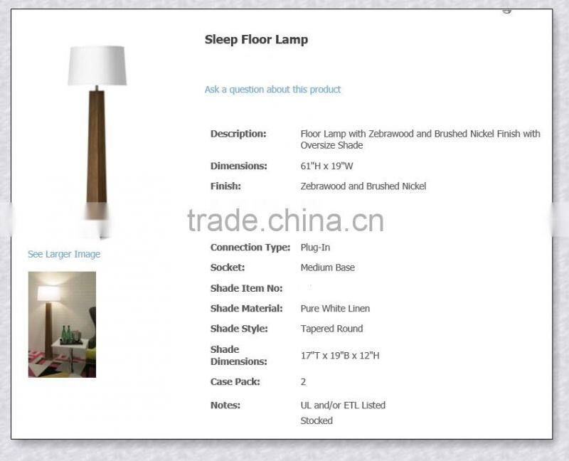 UL Approved Hotel Room Ebony and Brushed Nickel Hotel Beside Lamp With White Fabric Shade XC-H026