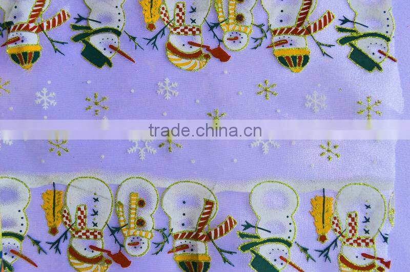 Polyester Organza Printed Fabric Snow man Design 237