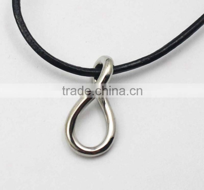 Stainless Steel 8 Symble Pendant Leather Chain Necklace