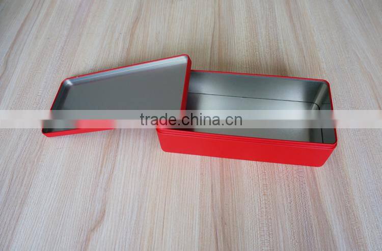 Red Rectangle Tin Can For Packaging