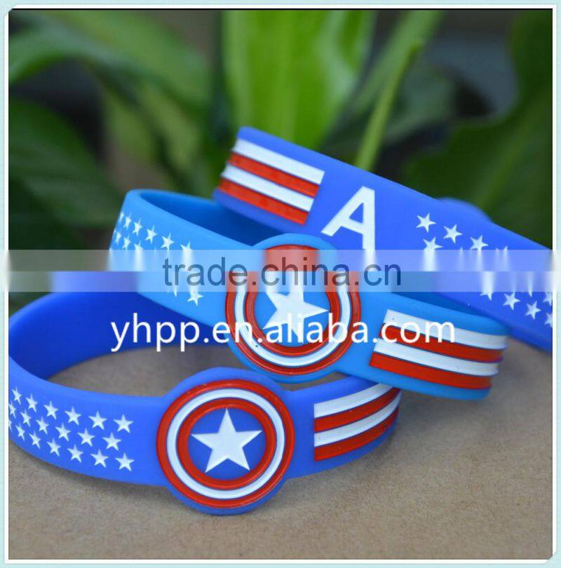 Custom Design Captain America Silicone Wristband Bracelet for Fans