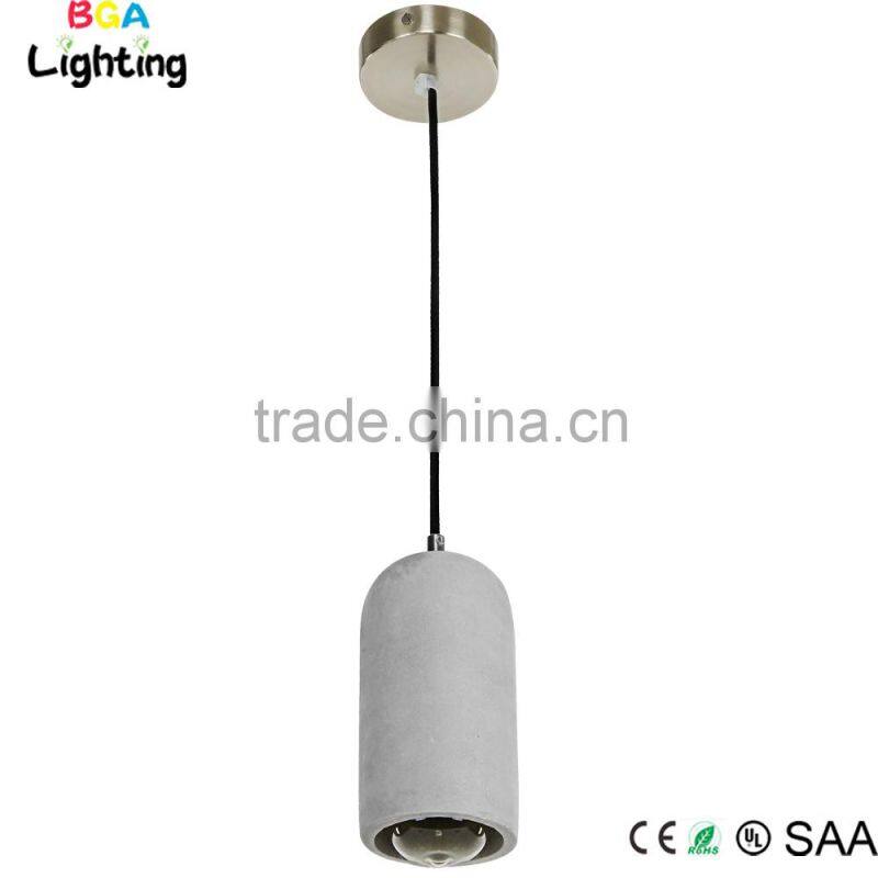 Concrete chandelier lighting with metal ceiling rose and steel wire