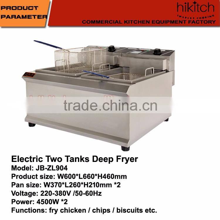 electric 2-tank fryer 2-basket restaurant deep fat steak fryer Guangzhou factory