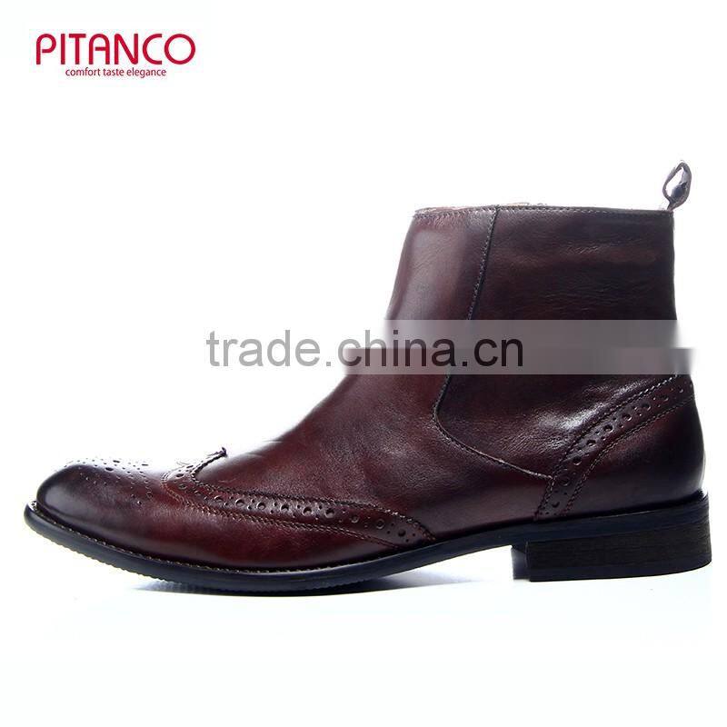 British style brush color cowhide brogues mens boots
