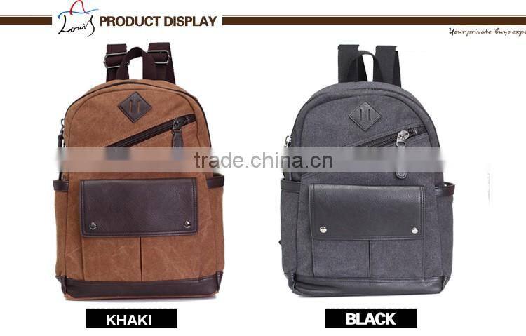 guangzhou canvas schoolbag laptop bag travelling bag with pu