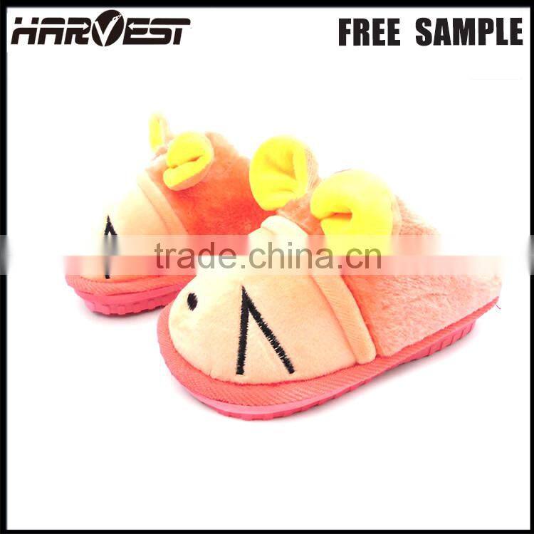 Latest custom made plush funny indoor house slipper , bulk kid home animal shape slipper