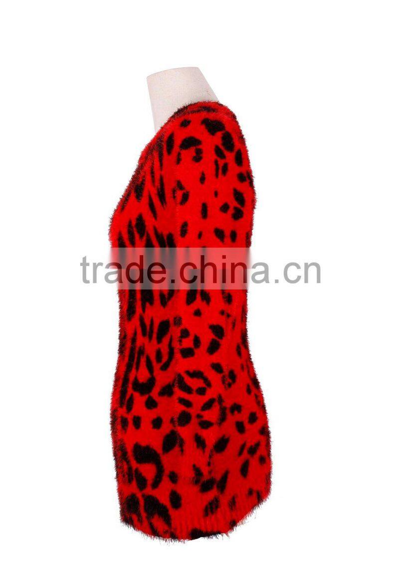 2015 new product Animal grain pullovers long knitting sweater for ladyI the long leisure sweater