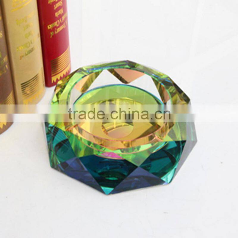 Modern Octagonal Blue antique rectangle Glass Ashtray For Home
