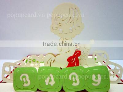 Boat (big size - red colour) 3d pop up greeting card