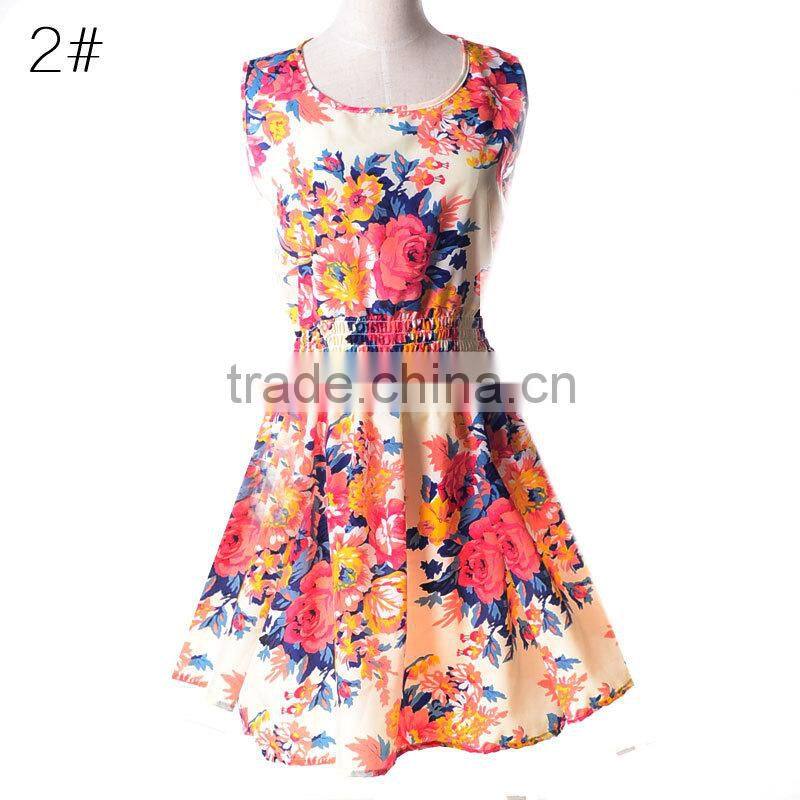 Cotton sleeveless dresses with different patterns 25 styles for your free choose