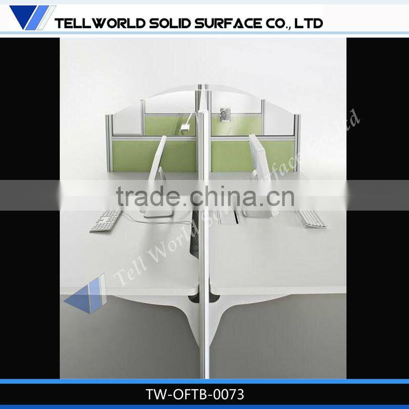 2014 modern white beautiful luxury commercial 2 people office desk furniture design for sale