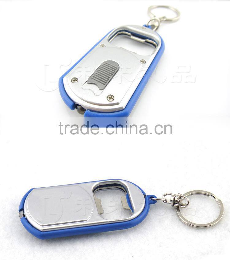 New exotic bottle opener keychain LED light, promotional gifts custom logo