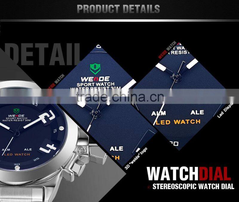 2015 new model WEIDE Sport Steel Watch With Trend Design LED Display Luxury Digital Analog Quartz Watch China Supplier