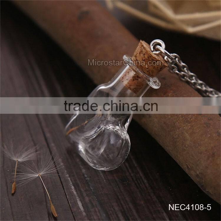 8 Designs DIY Creative Drift Bottles Glass Pendant Necklace Dandelion Necklace