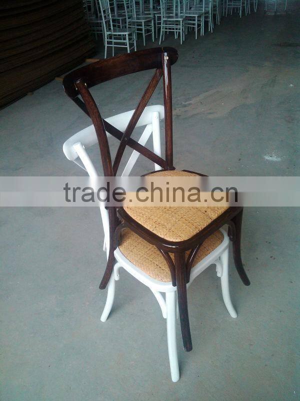 Oak Wood French Style Antique Stacking Cross Back Wedding Dining Chair