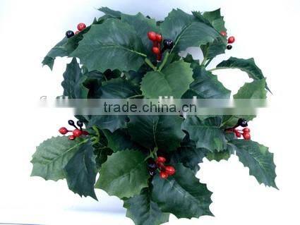 Plastic Red Berries/Holly Artificial Potted Flowers