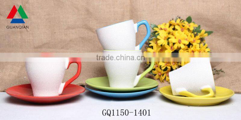 Factory direct ceramic coffee mug with small handle for promotion