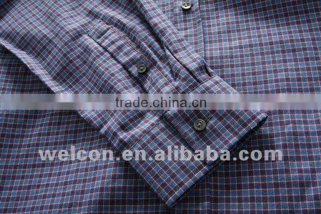 Fashion long sleeve latest brand name design Korean casual style slim fit 100% cotton purple twill plaids fancy men denim shirts