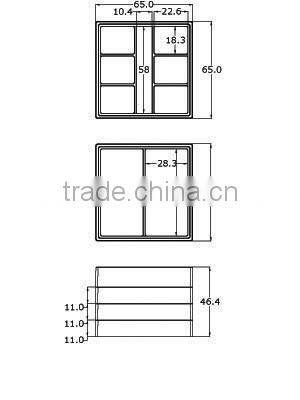 Three-layer transparent plastic cosmetic compact powder case