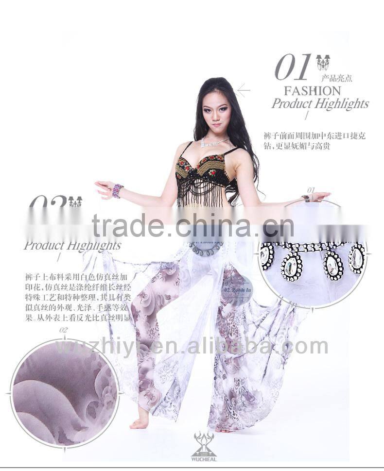 High Fashion Czech Diamonds Belly Dance Skirt Pants Silk Belly Dance Skirts Dresses QC2131