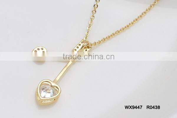 Double arrow hearts with AAA cubic zirconia pendant necklace good jewelry