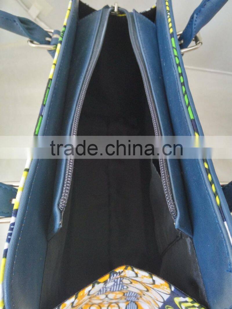 Wholesale African ankara wax print fabric women handbags African model all kinds of handbags leather purse