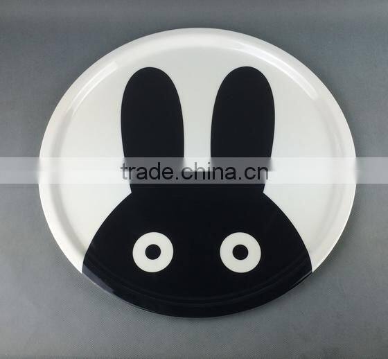 Rhombus black and white melamine plate