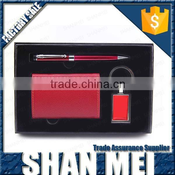 lately Highly favored by women three sets of Pen Set(leather wallet+key ring +ball pen)