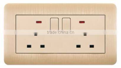 double switched socket with neon, wall switch socket